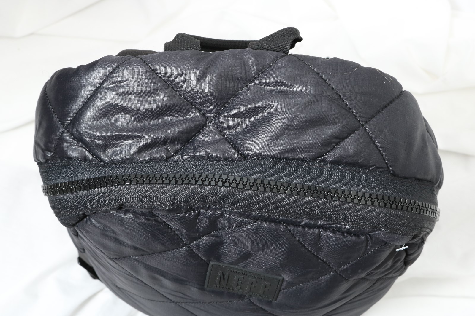 Neff Quilted satin Black Polyester Soft Shell Book bag 17″ tall Backpack
