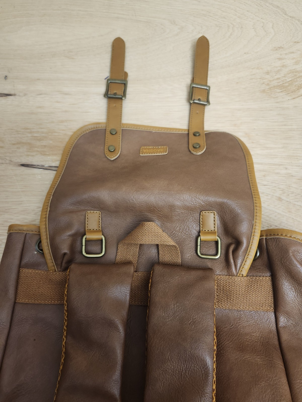 Vegan Leather 15.6 inch Laptop Backpack Hiking Camping Backpack Satchel Bookb…
