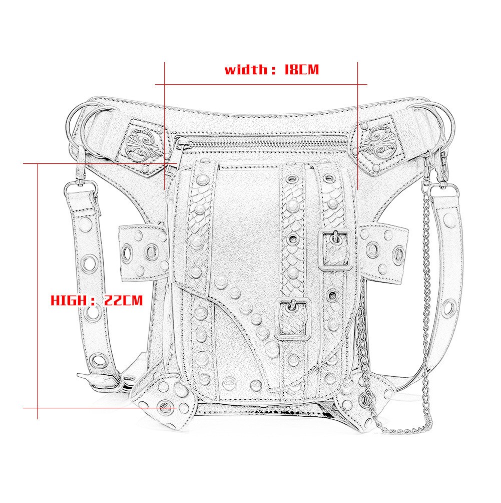 GEARDUKE Men Women Gothic Steampunk Crossbody Shoulder Leather waist Chest Bag
