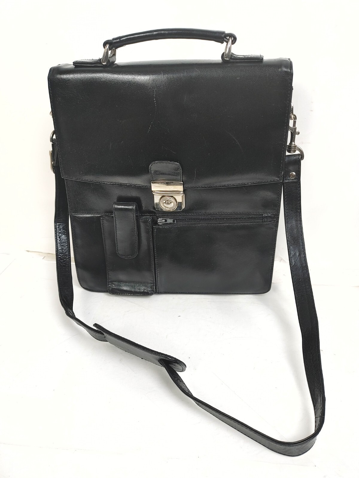 Dizengoff Men Genuine Leather Cross Body Shoulder Messenger Bag Small Black