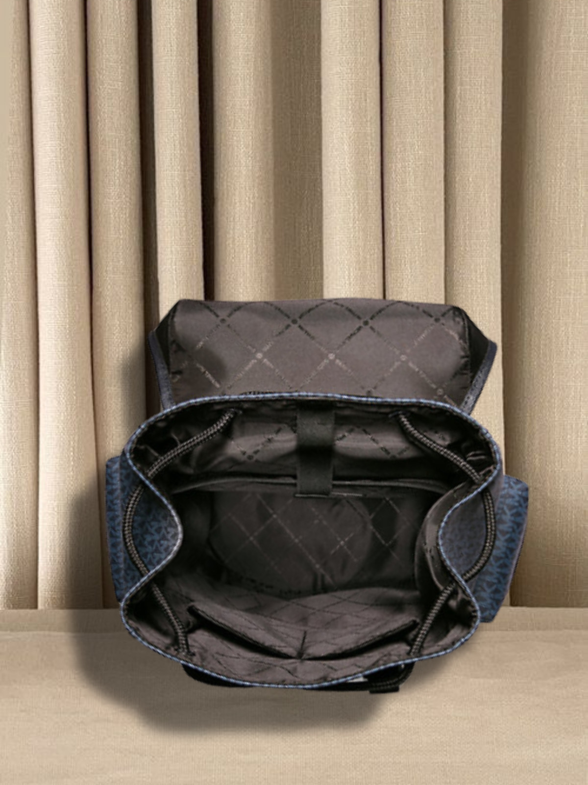 Michael Kors Cooper Men Logo Buckle Flap Zip Side Pockets Backpack Admiral Blue