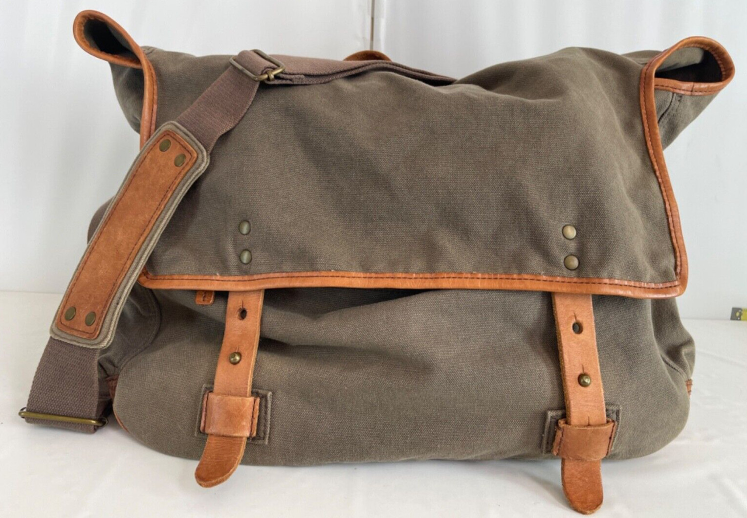 J.Crew Cotton/Leather Duffle bag Olive.