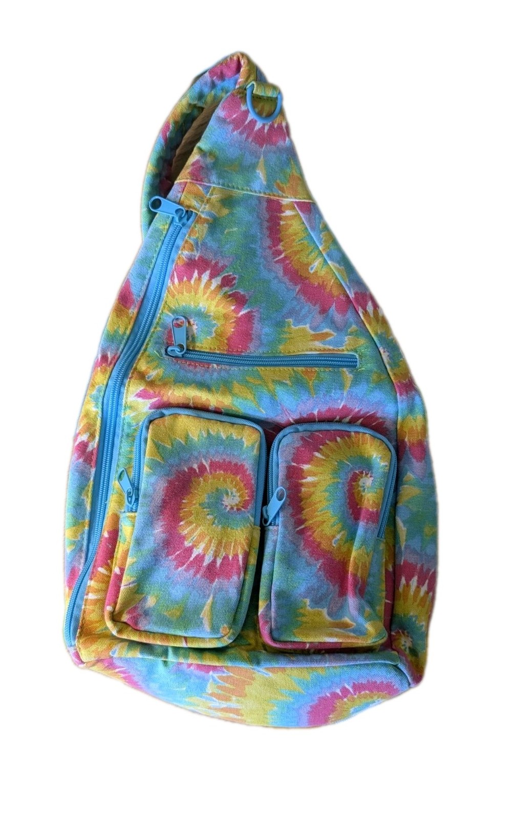 Tie-Dye Multicolor Sling Crossbody Bag, Medium, Zip Closure, Pocketed