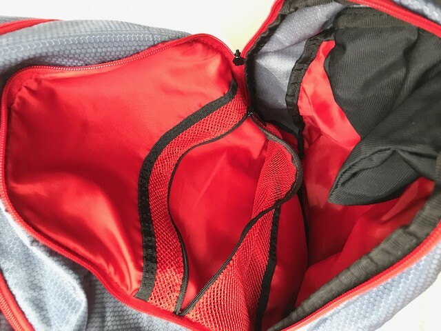 Adidas Backpack w Laptop Sleeve Red & Gray 100% Polyester 3 Outer Zipper Pockets