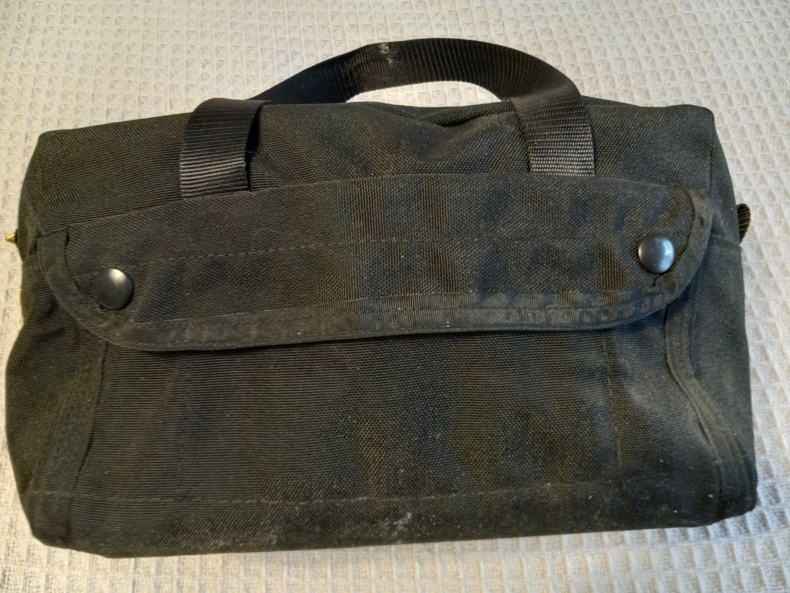 Small Black Heavy Duty Tool Bag, travel, Zipper,12X8X6,Side Pockets,Straps