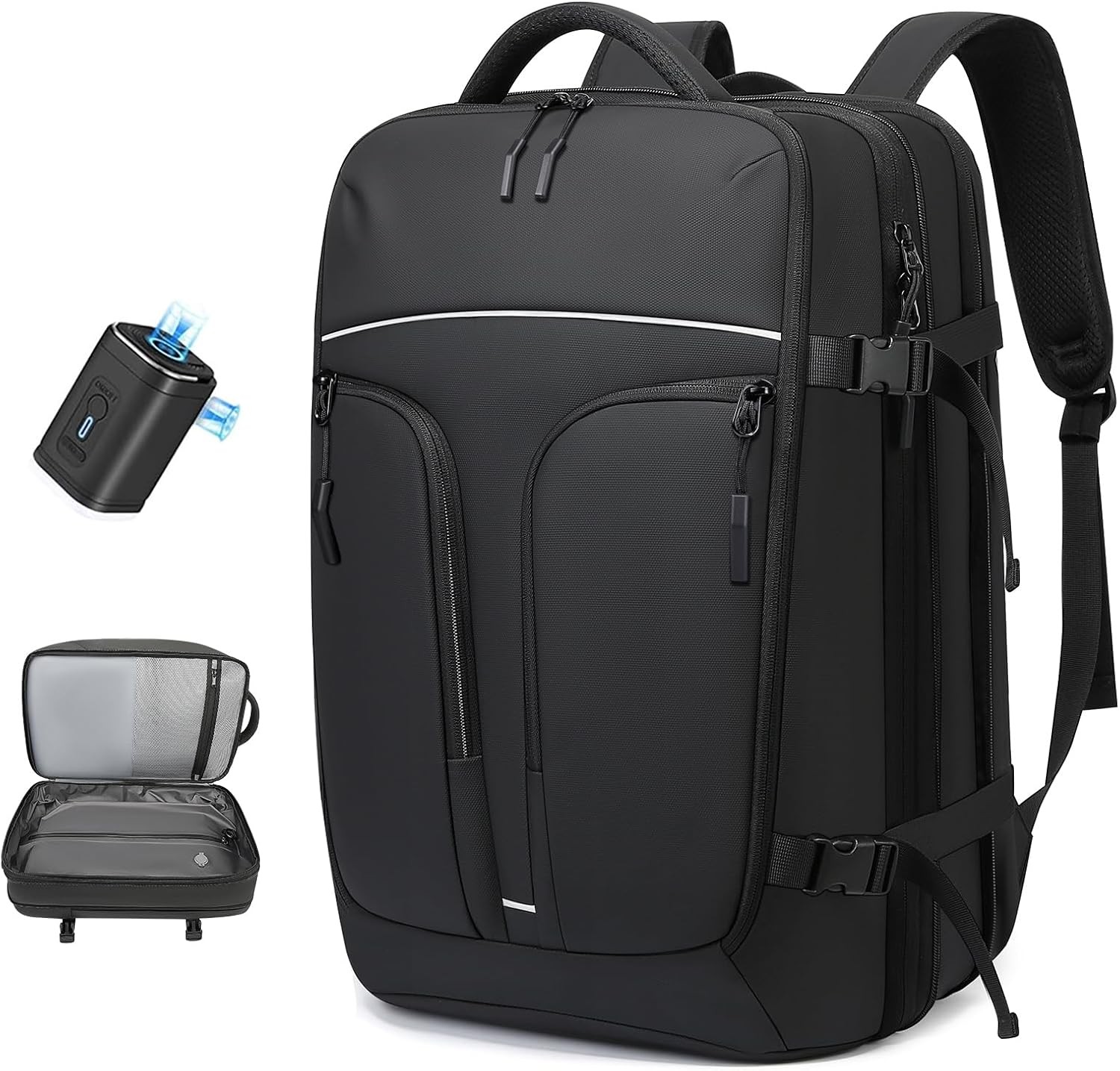 Vacuum Compression Backpack for Travel, 47L Expandable Backpack with Pump, 17 in