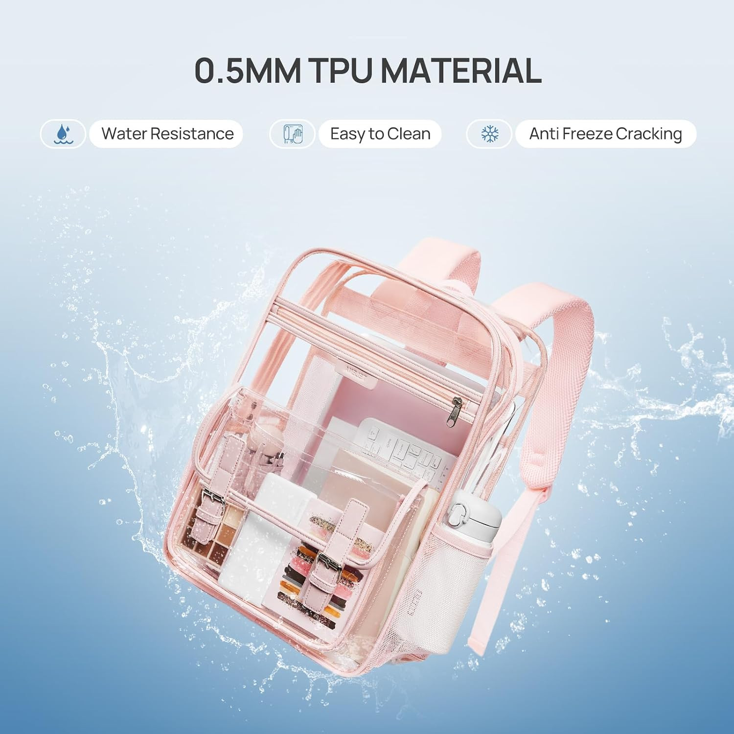 Clear Backpack with Multi-Pockets, Heavy Duty TPU Transparent Bag with Reinforce
