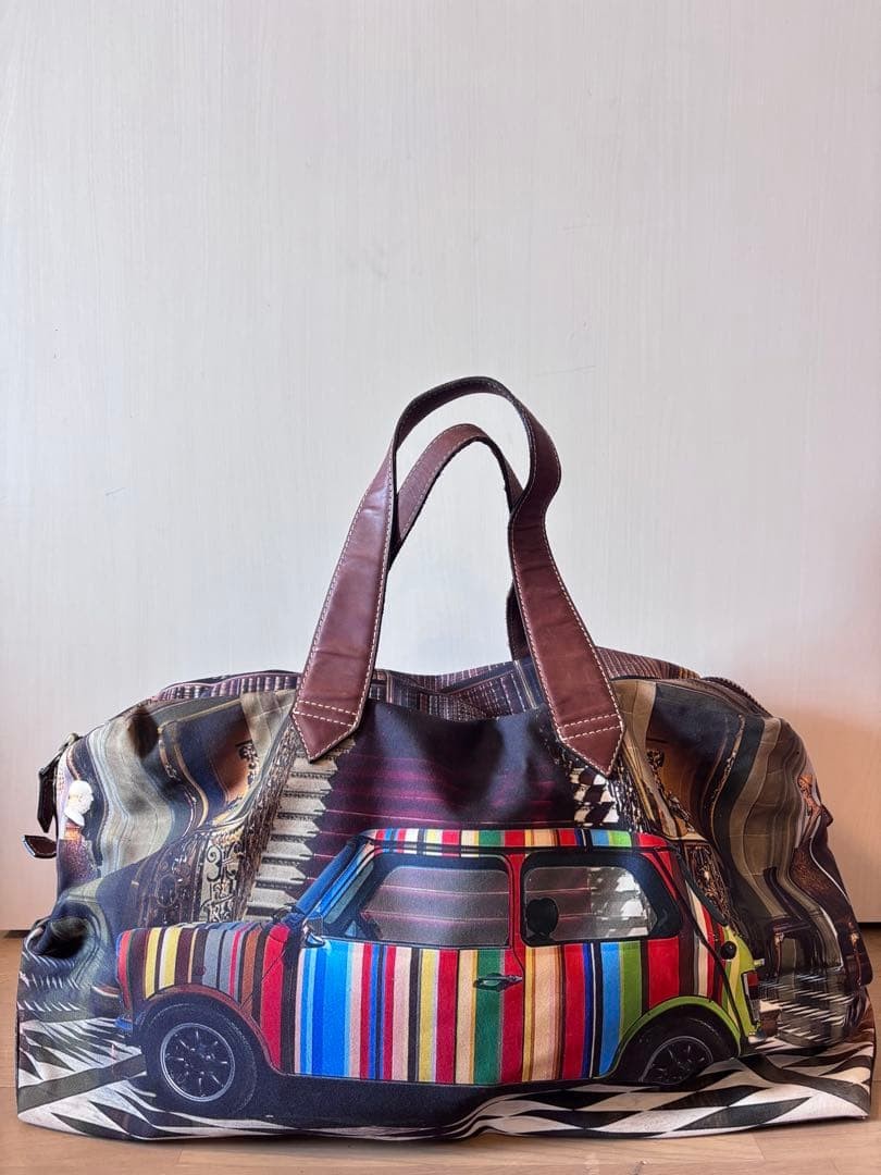 Paul Smith Boston Bag Mini Cooper Print Canvas Leather Colorful Travel Tote