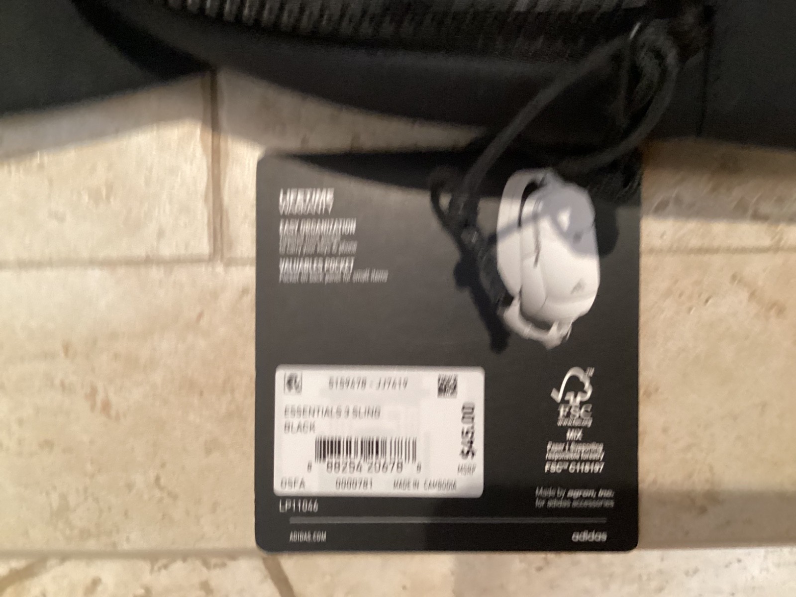 Adidas Essentials Sling Crossbody Bag Black Adjustable Strap NWT Compact Travel