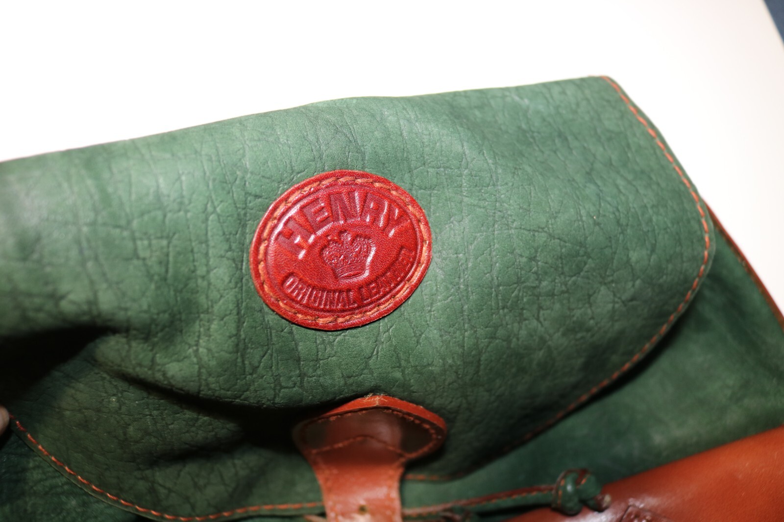 UK Henry Original Leather Suede Backpack Green and Tan Made in United Kingdom