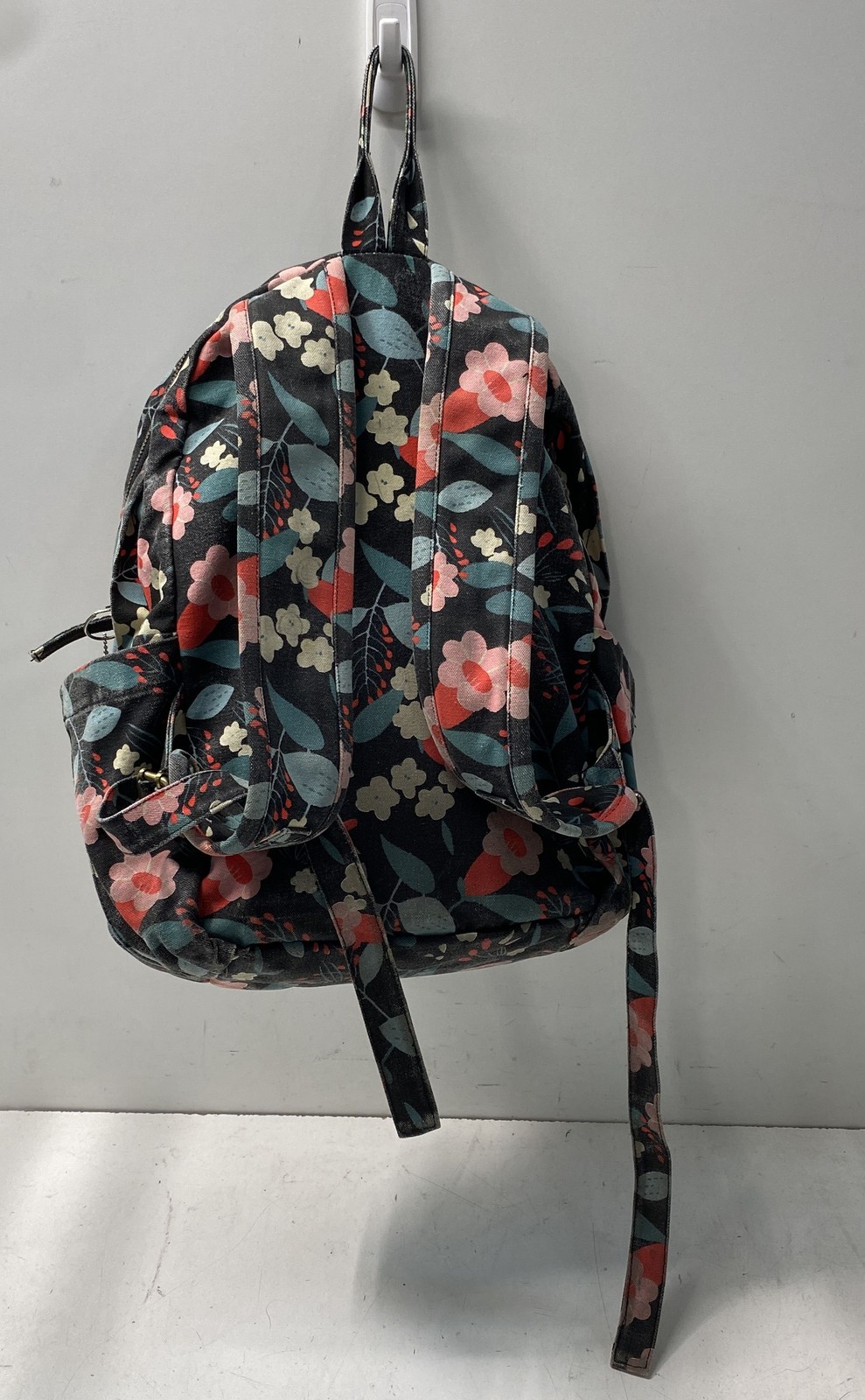 Terra Thread Black Floral Canvas Backpack Sustainable Eco-Friendly Daypack