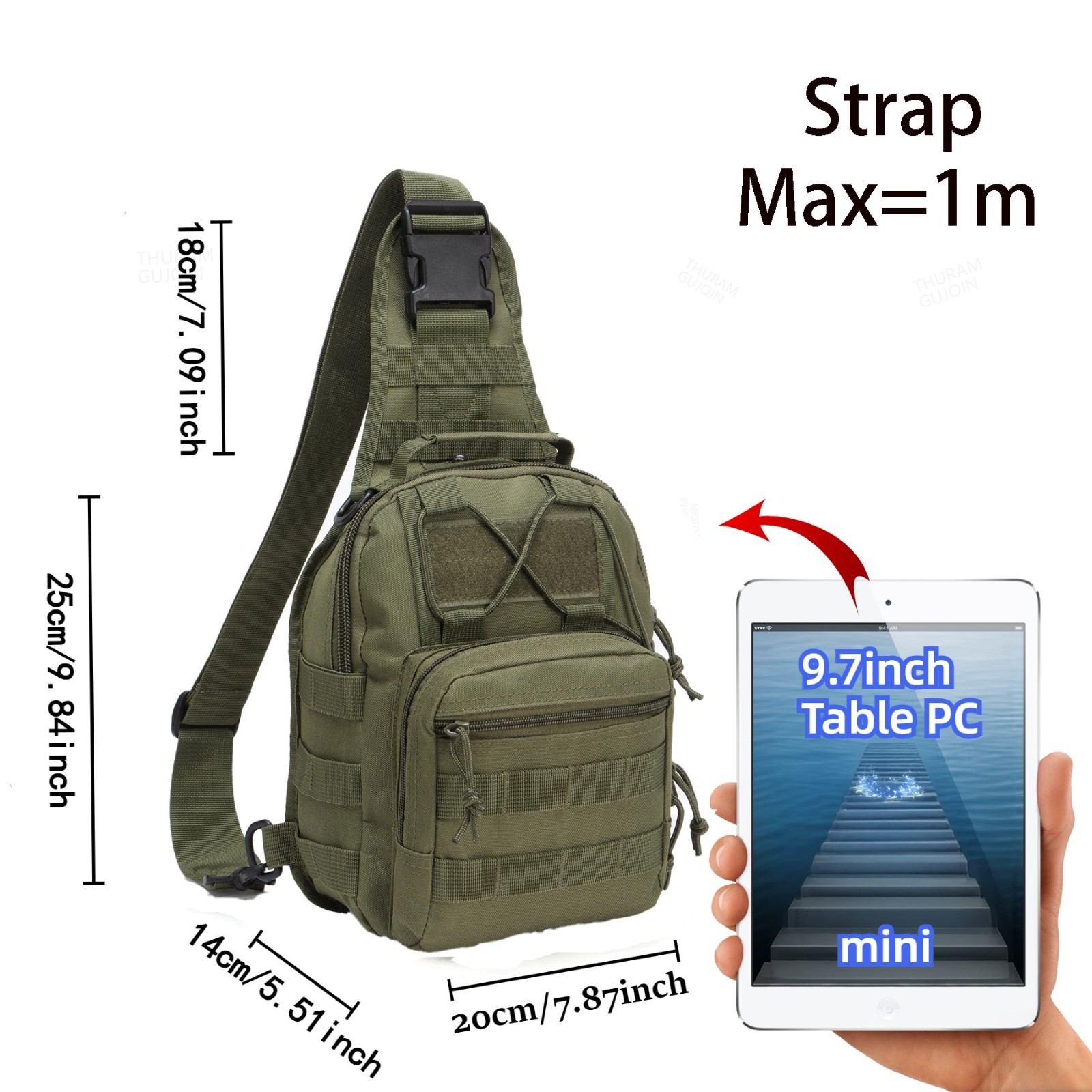 Mens Backpack Tactical Sling Shoulder Bag Molle Travel Chest Pack Outdoor Hiking