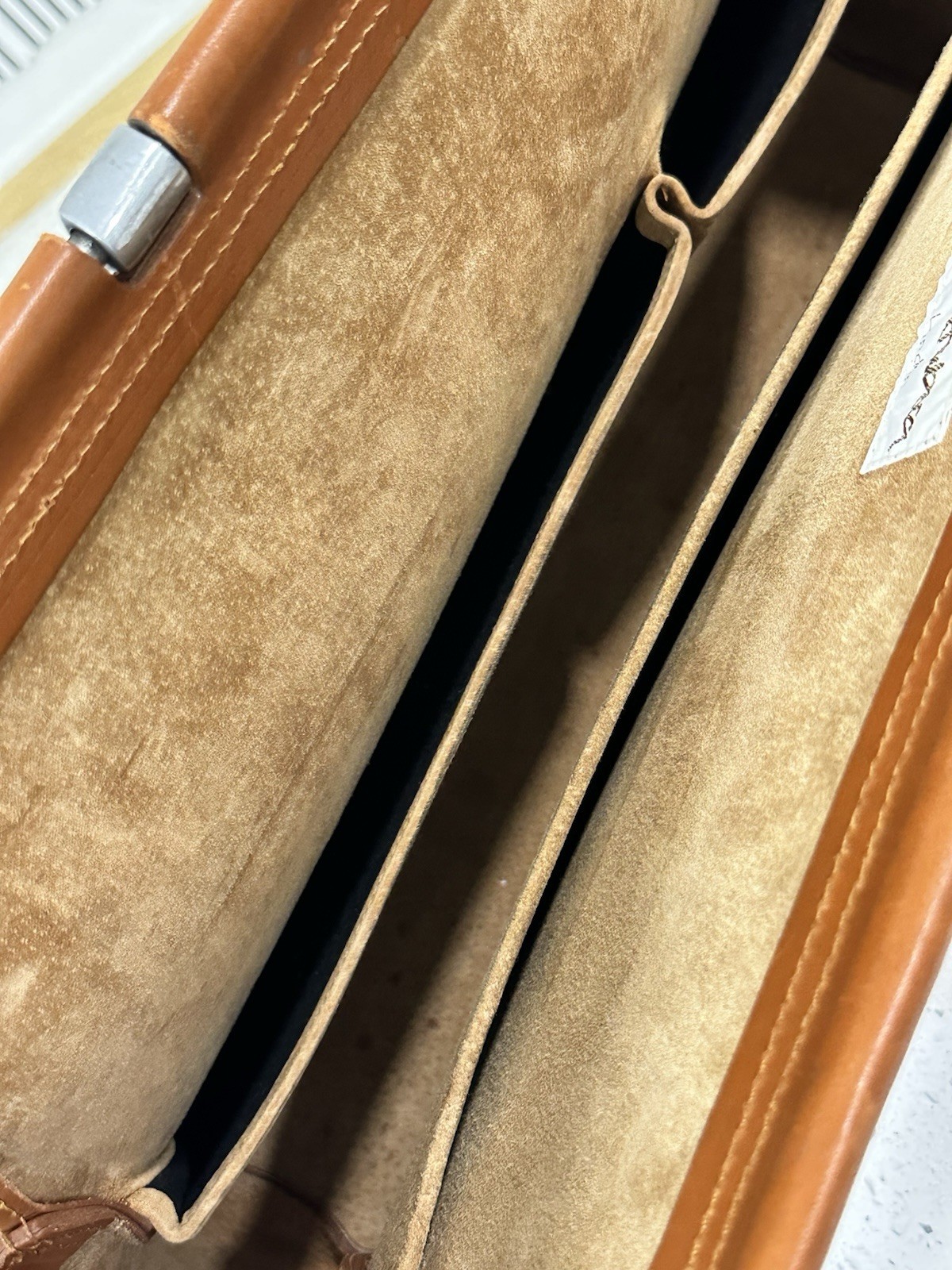 Vintage Bill Amberg Rocket Tan Briefcase Bag Metal Handle