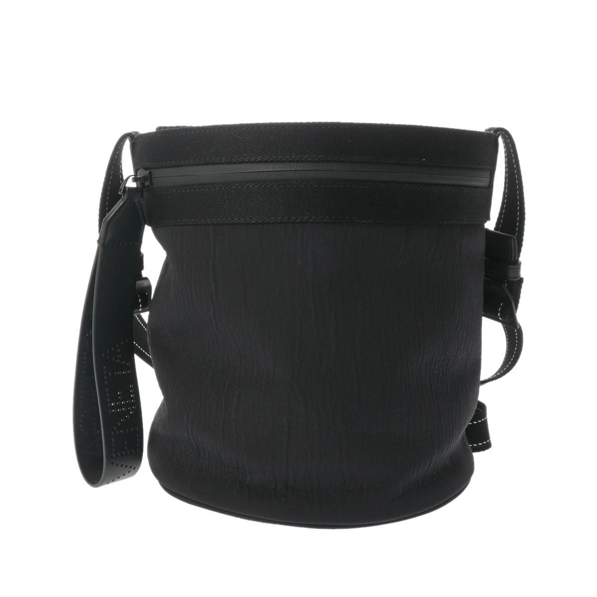 Bottega Veneta Bucket Messenger Black Blue 570185 Matte Nylon Shoulder Bag