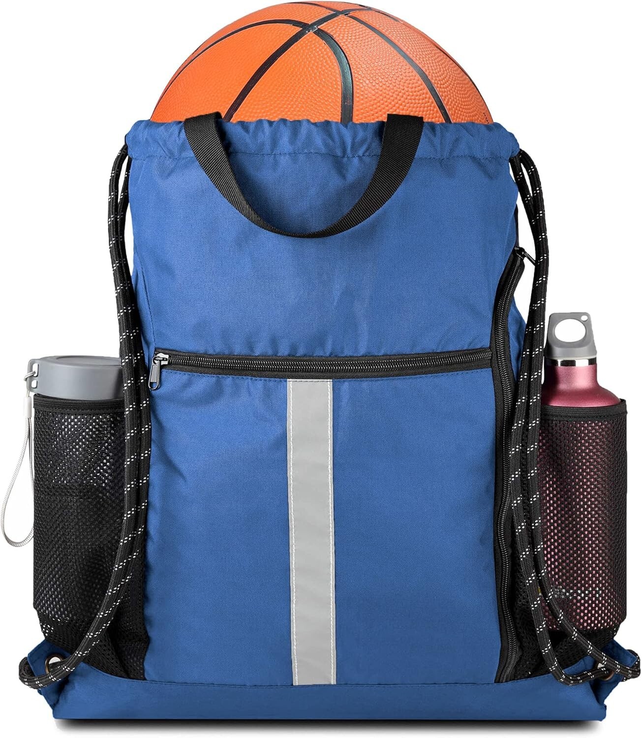 Spacious Drawstring Sports Backpack with Five Pockets & Machine Washable Design