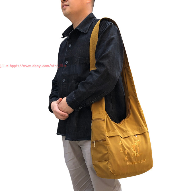 Buddhist Buddha Monk Bag Embroidery Shaolin Temple Kung Fu shoulder Bag Unisex