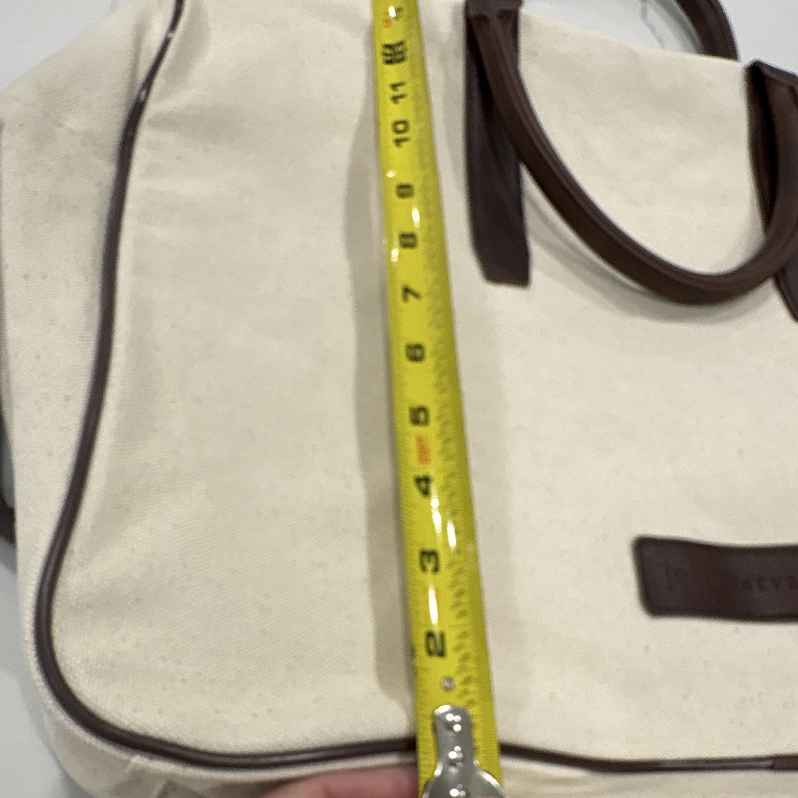John Varvatos Bag Beige Brown Zip Adjustable Strap Lined Large Travel