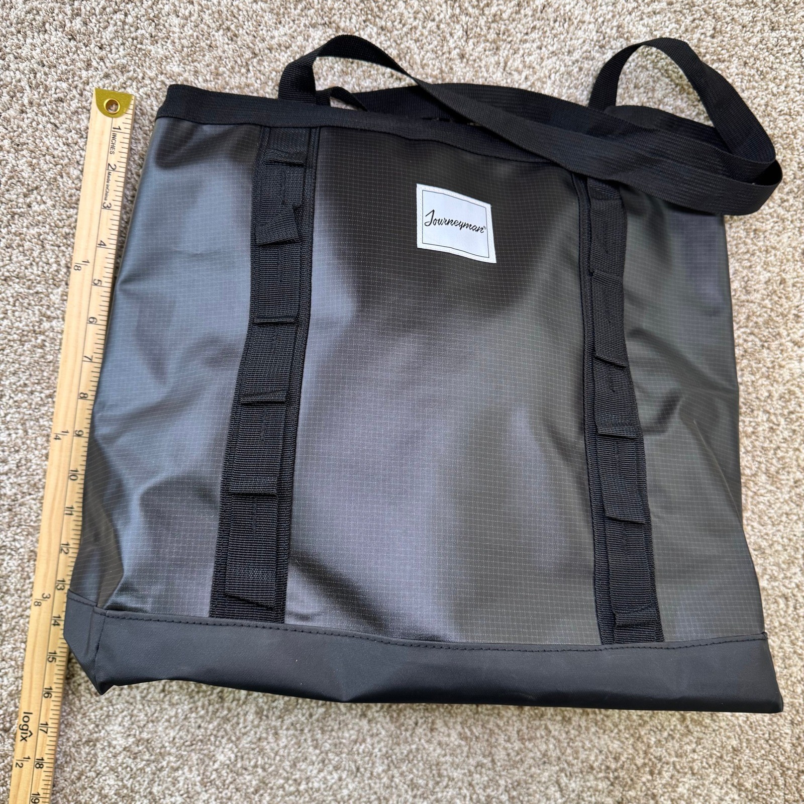 Journeyman Tote Bag Black Ripstop Utility Shoulder Bag Buckle Closure