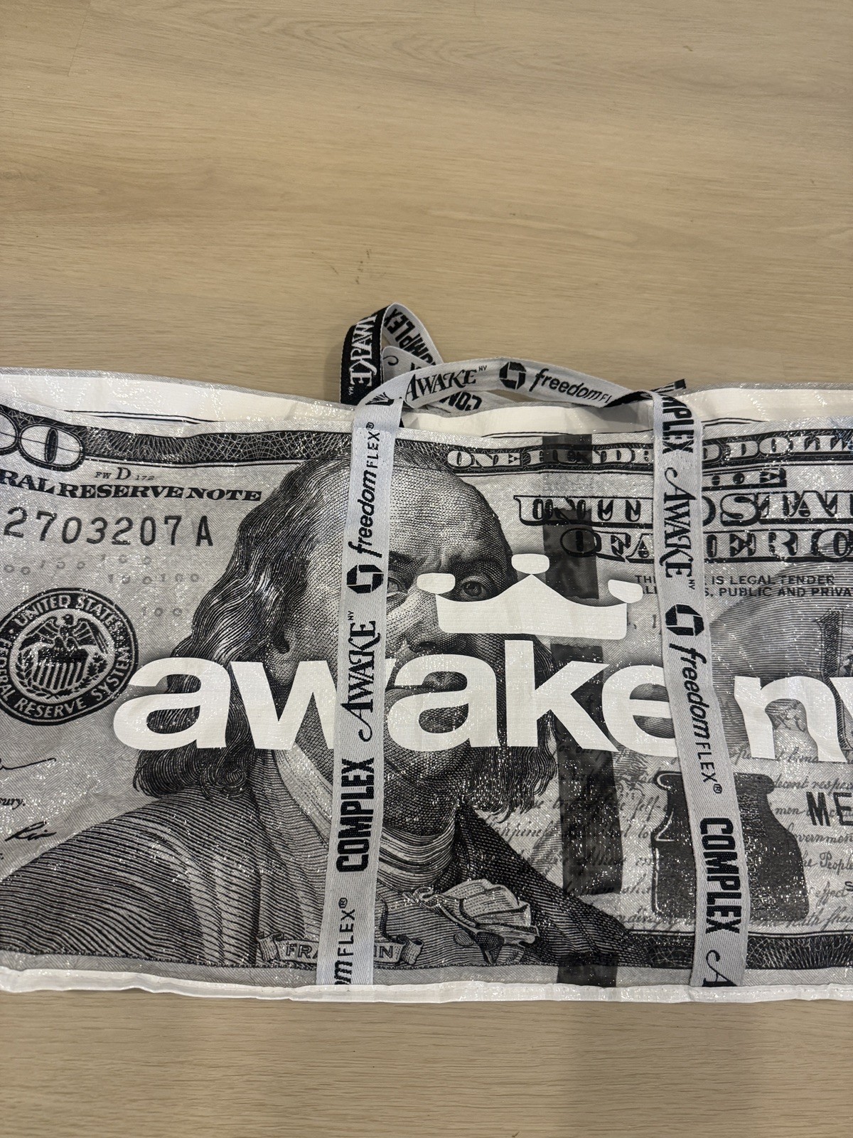 Complex X Awake OG 100 Dollar Bill Tote Bag AWAKE Collab Chase Bank