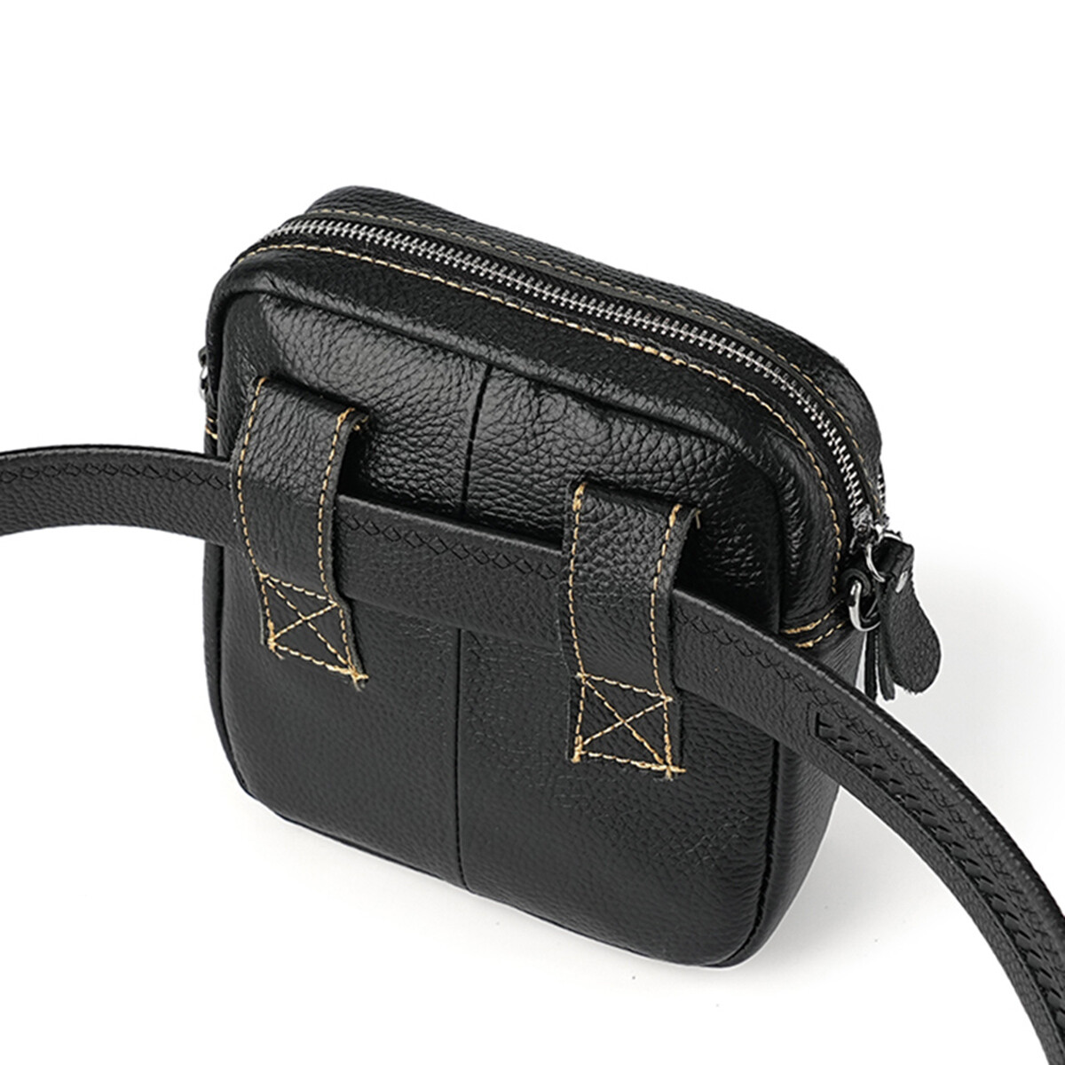 Mens Genuine Leather Mini Messenger Cross Body Handbag Shoulder Bag Large Purse