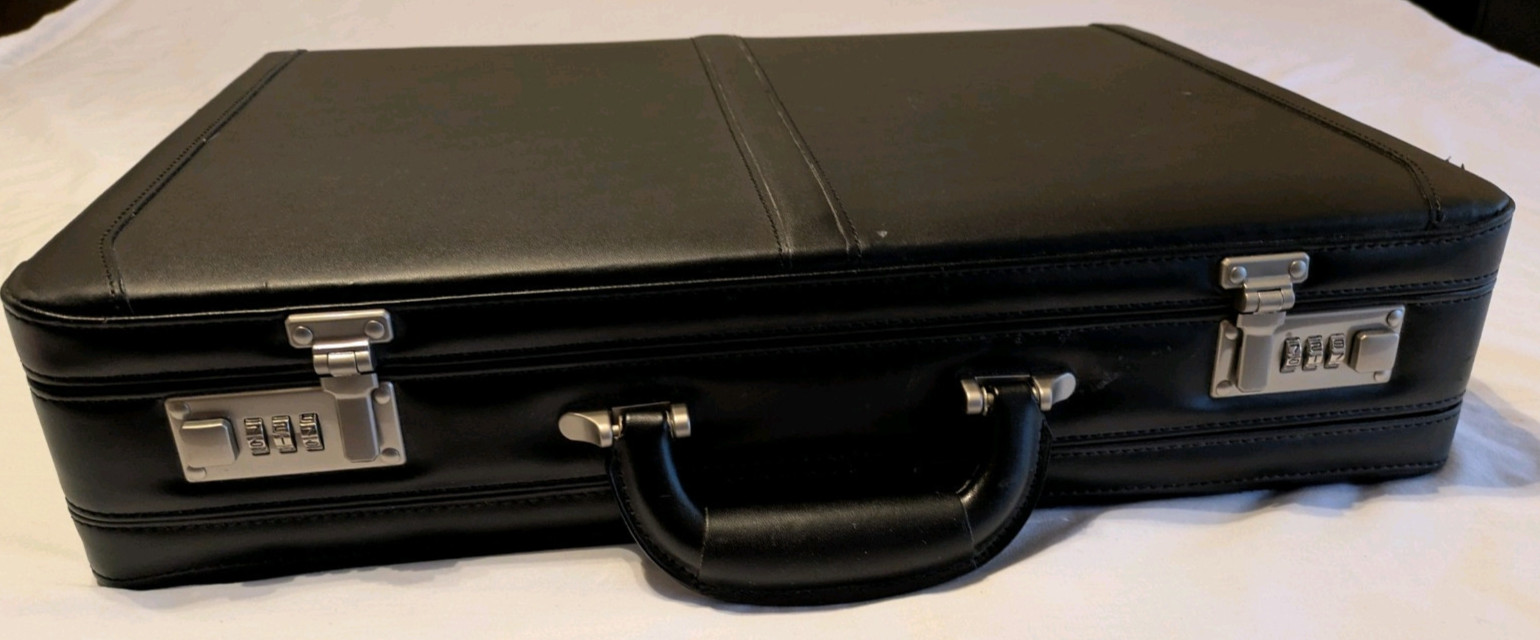 Alpine Swiss Expandable Dual Combination Black Leather Briefcase