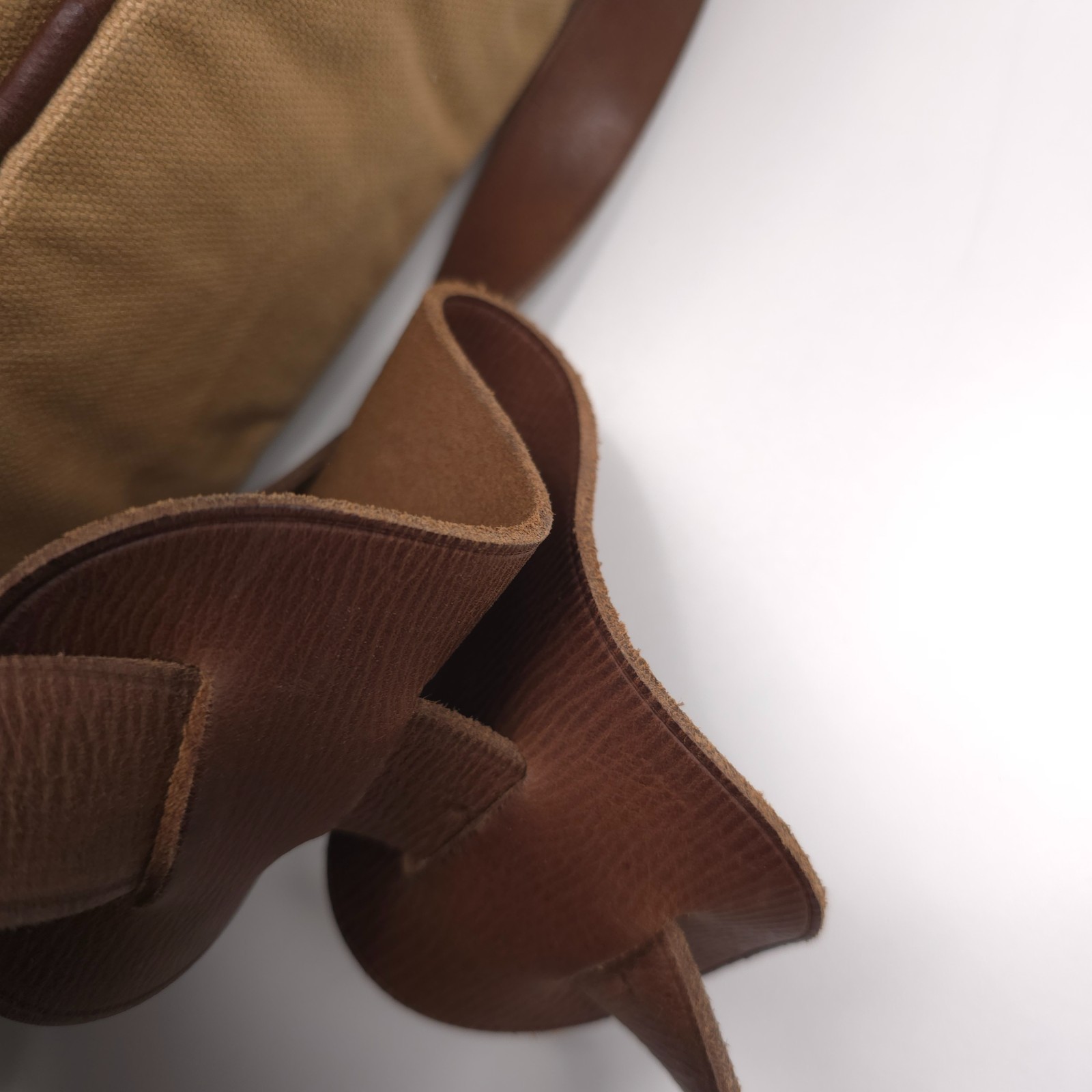 RRL Canvas Briefcase Mens Tan & Brown Leather-Trim Double RL NWT Authentic