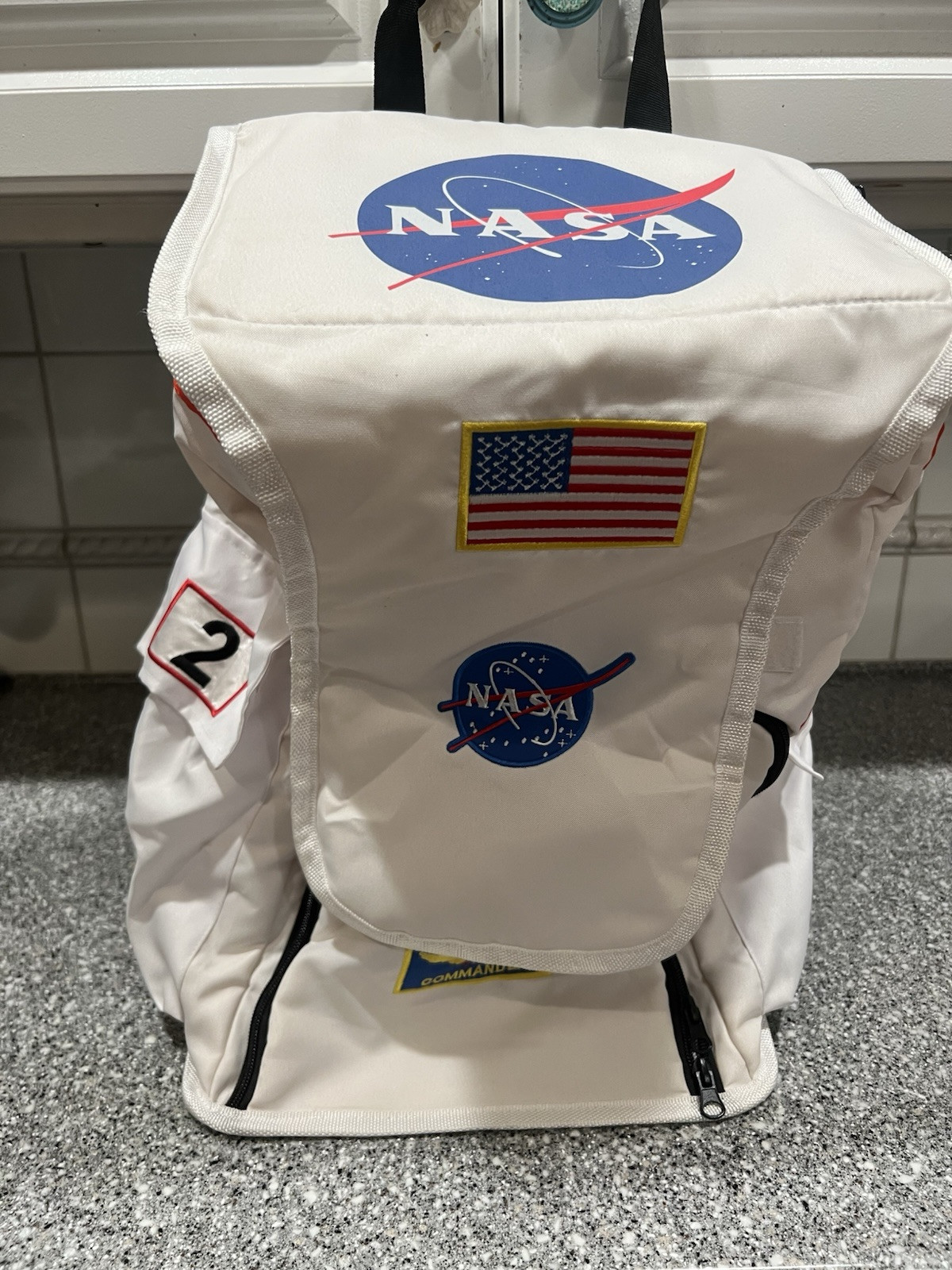 Aeromax Jr. Astronaut Backpack, White, with NASA patches Adults Ft 3 Way Harness