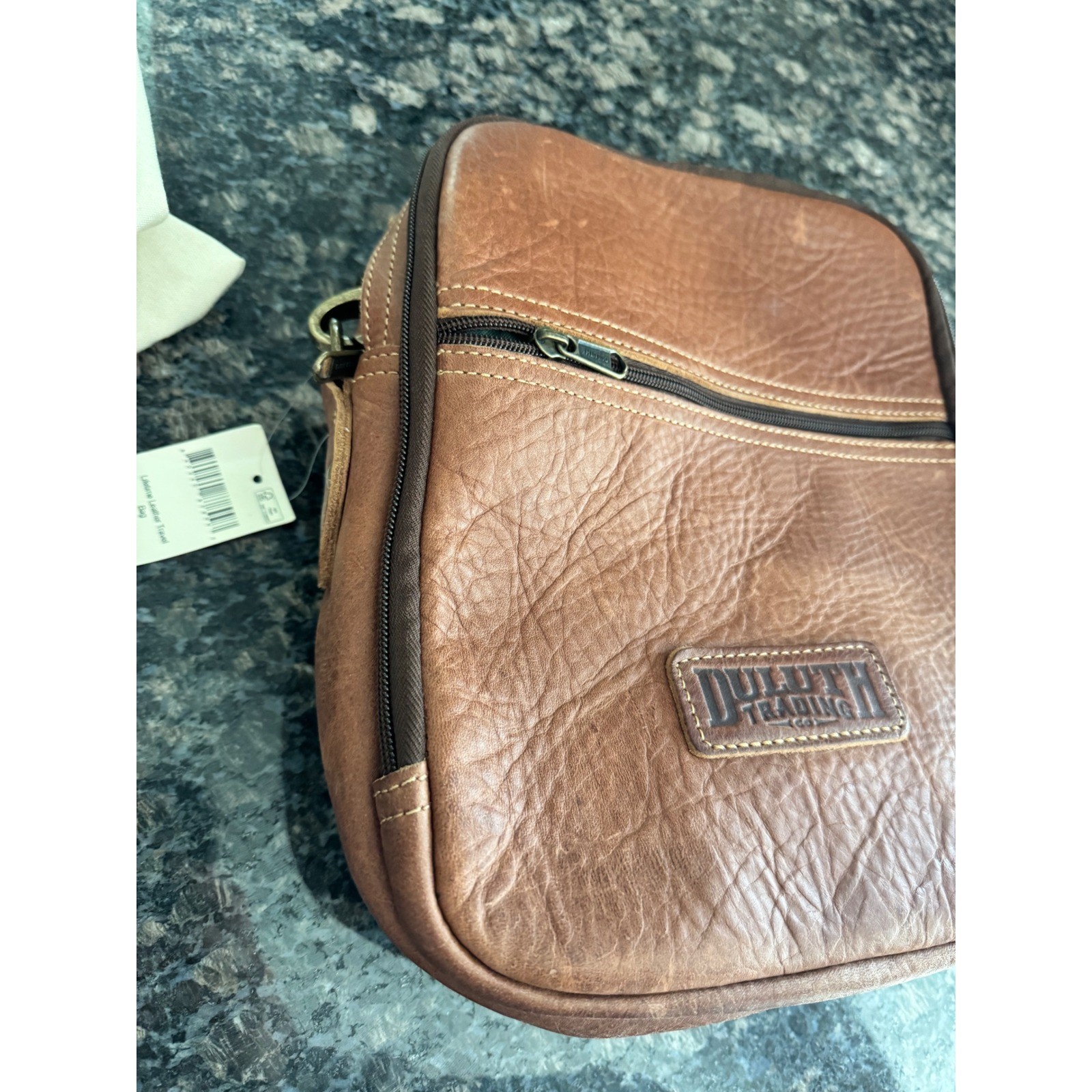 Duluth Trading Co Lifetime Leather Travel Bag Brown Crossbody Messenger 97310