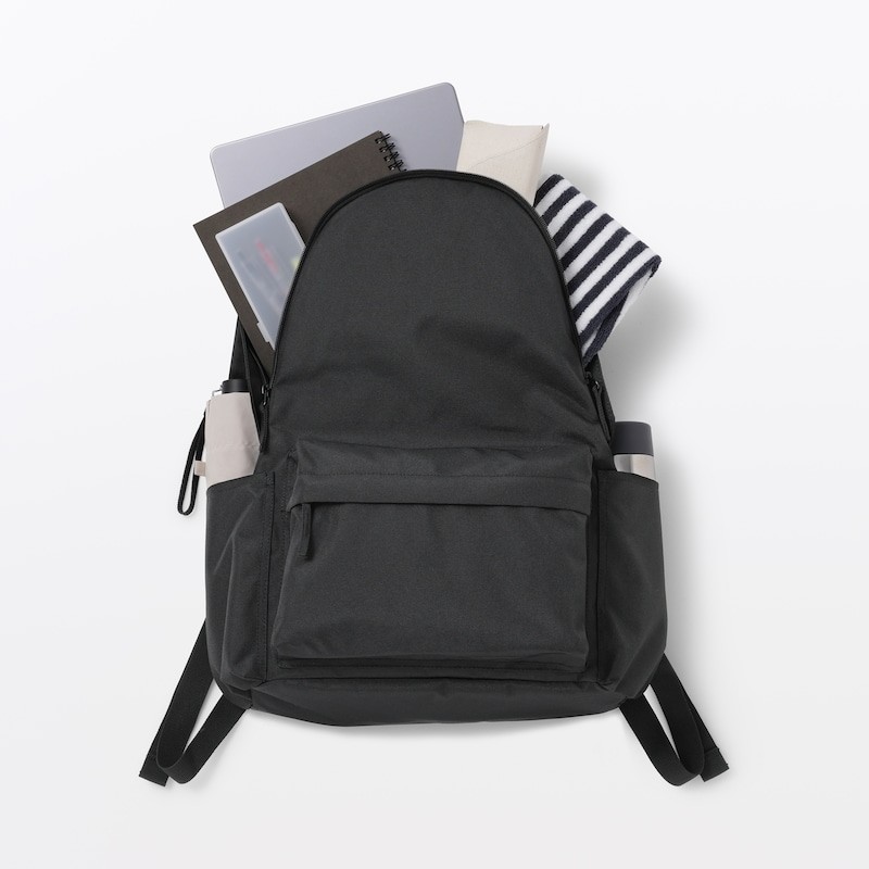 MUJI Water-Repellent Rucksack Lightweight Shoulder Relief Black 17x13x6in 20L