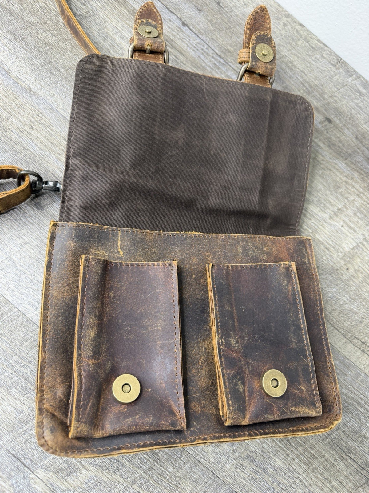 Leather crossbody bag messenger satchel bag 8 inch for men/women Distressed -New