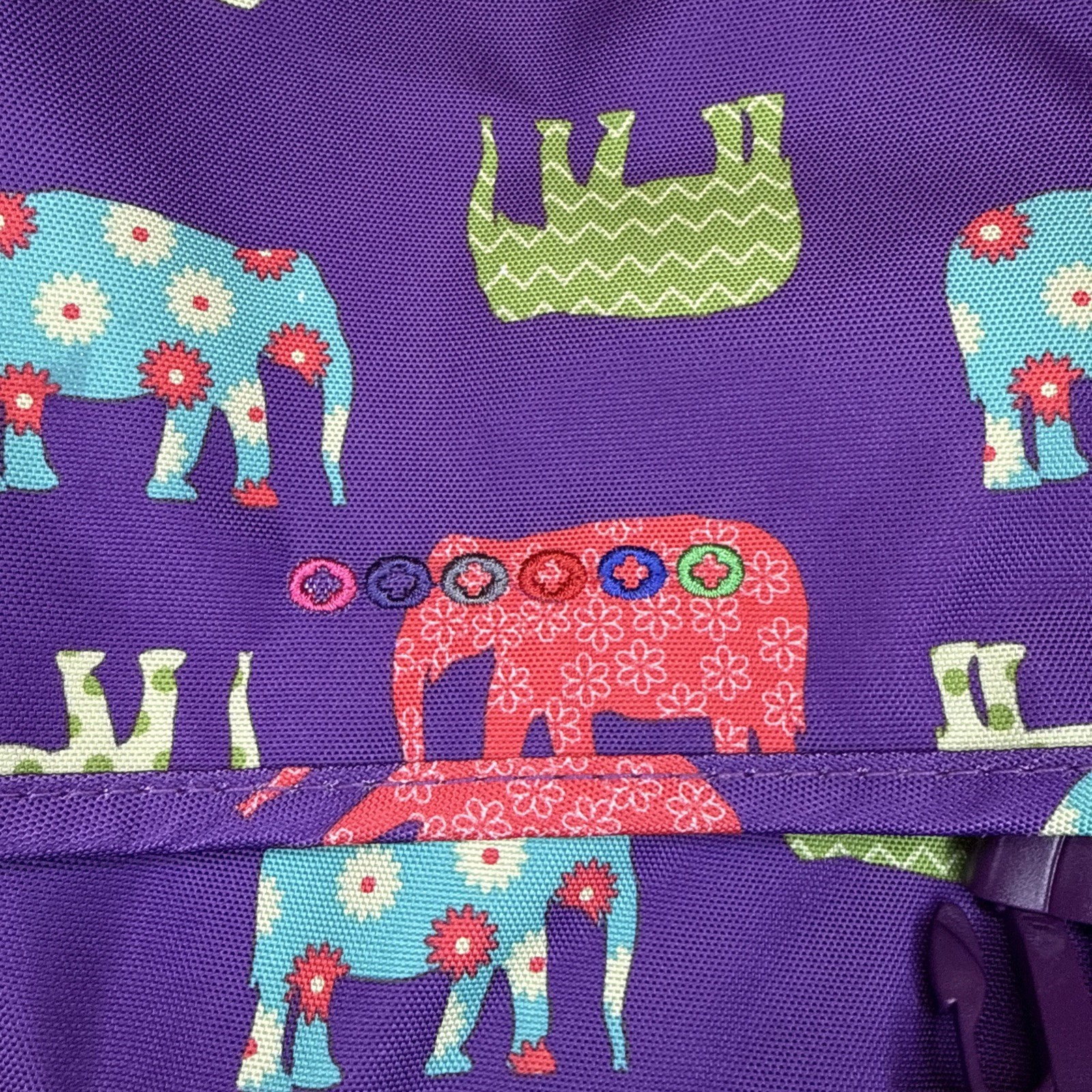 J World New York Canvas Messenger Bag Purple Elephants 14.5”