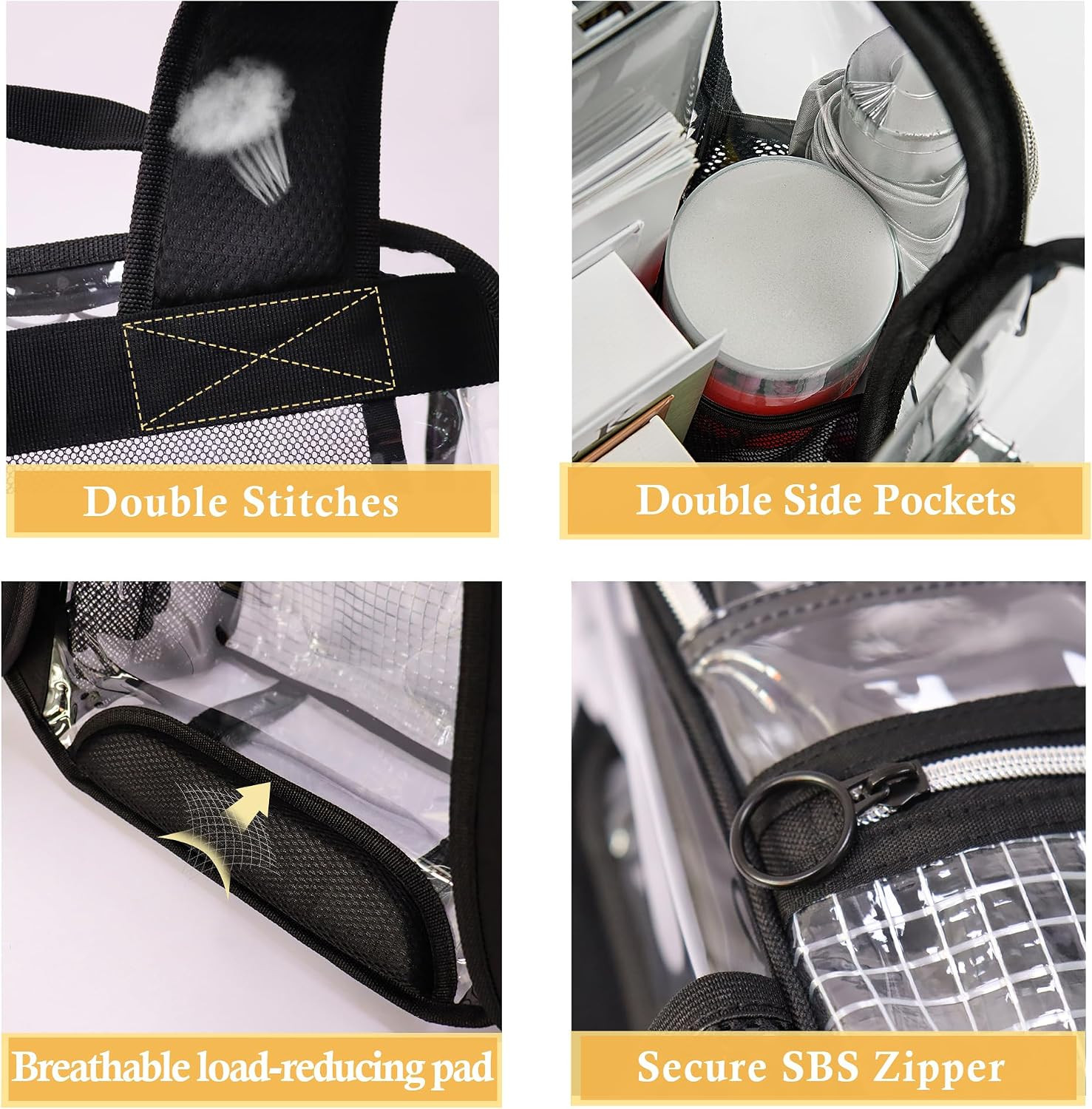 Clear Backpacks for School,17”Large Clear Backpack See through Bookbag Heavy Du