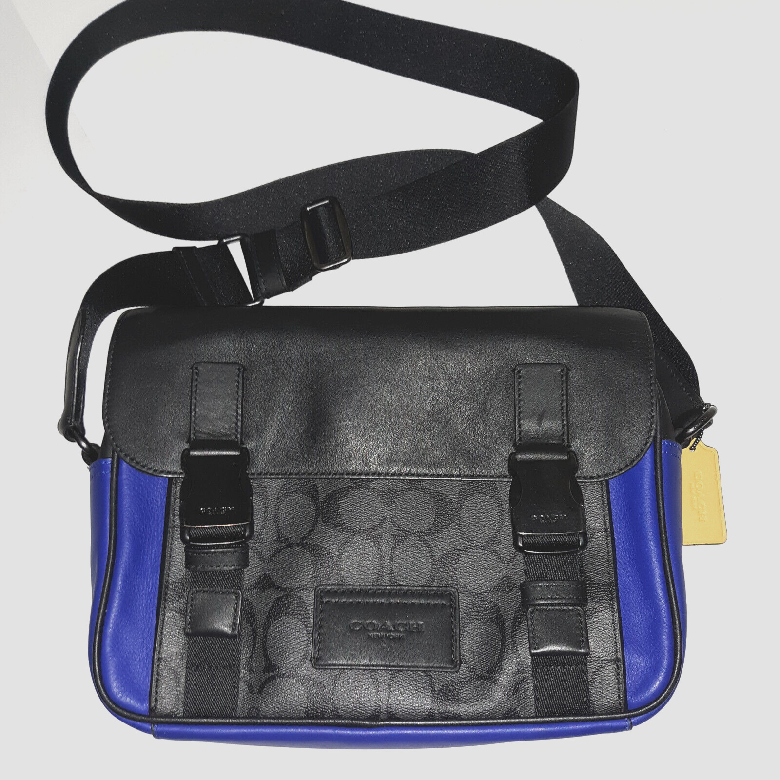 Coach Track Crossbody Messenger Signature Color Block Bag Calf Leather Ext Pkts