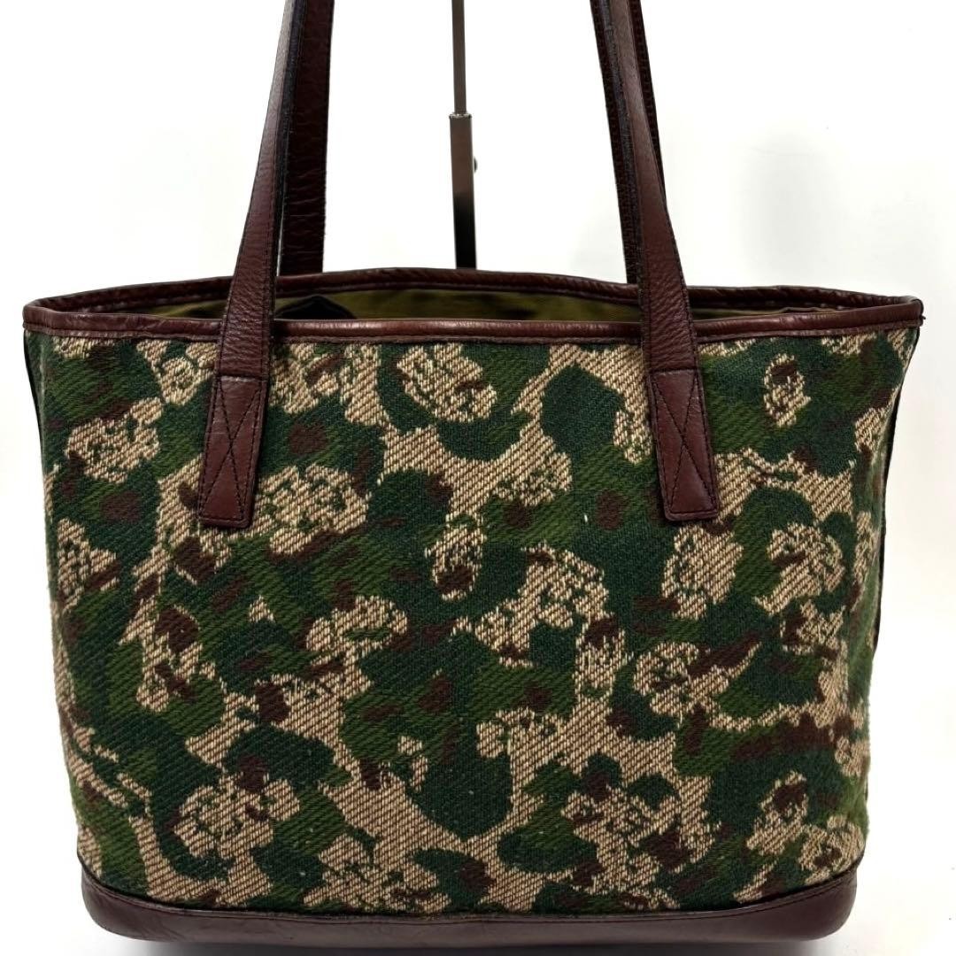 Authentic Yoshida Kaban PORTER WNW Camouflage Wool Leather Tote Bag 24cm x 30cm