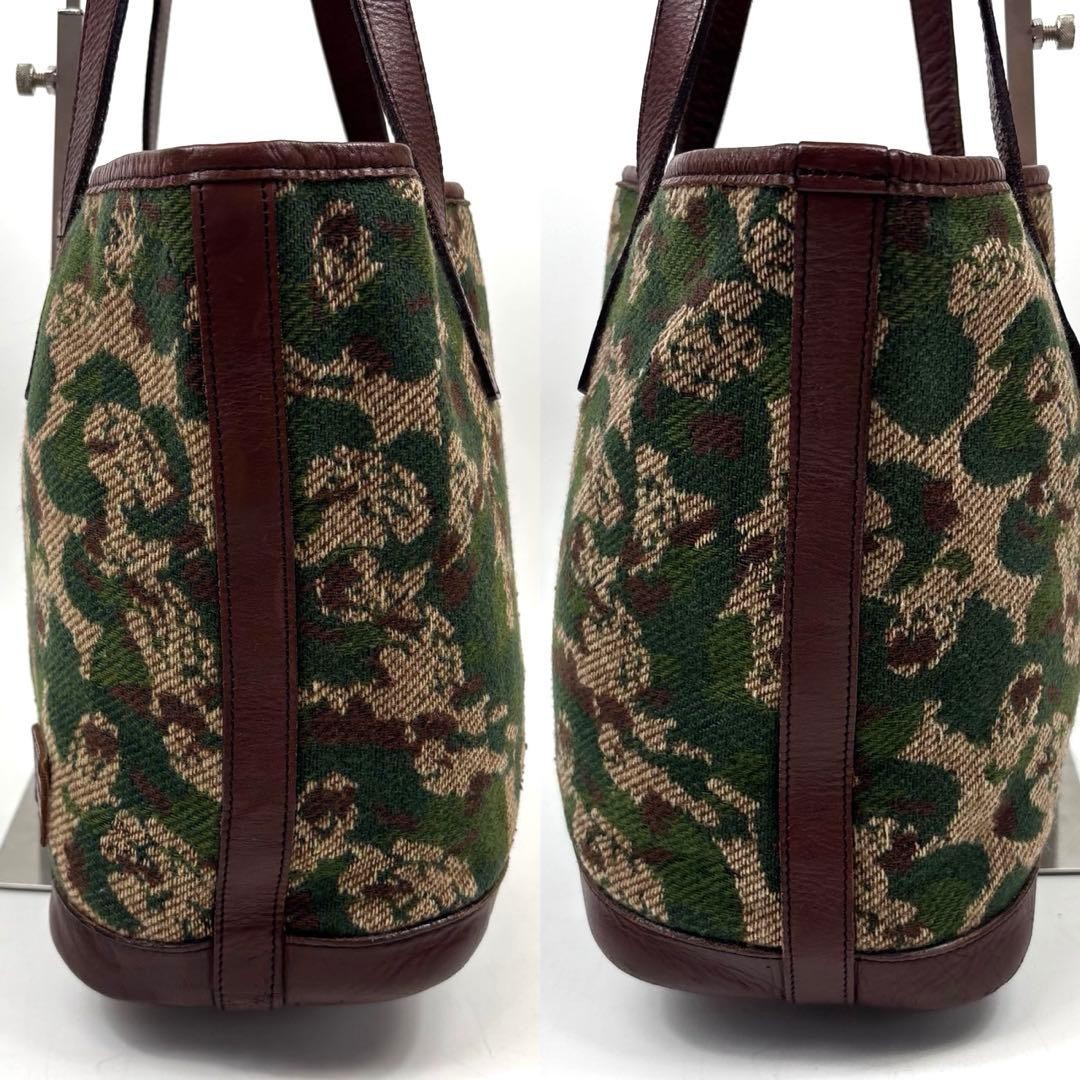Authentic Yoshida Kaban PORTER WNW Camouflage Wool Leather Tote Bag 24cm x 30cm
