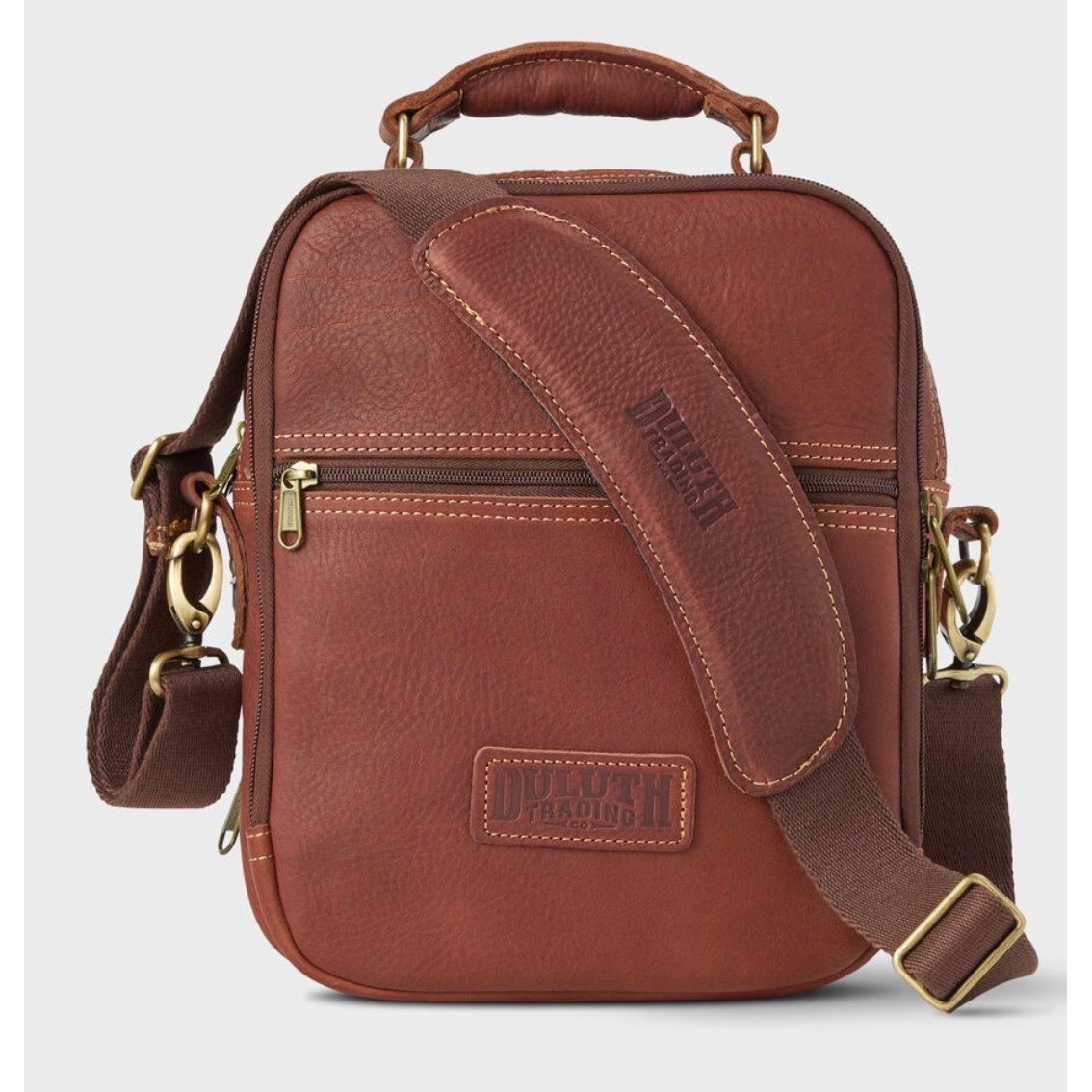 Duluth Trading Co Lifetime Leather Travel Bag Brown Crossbody Messenger 97310
