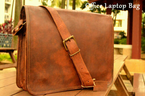 Men’s Leather Shoulder Bag Briefcase Messenger Push Lock Laptop Satchel Genuine