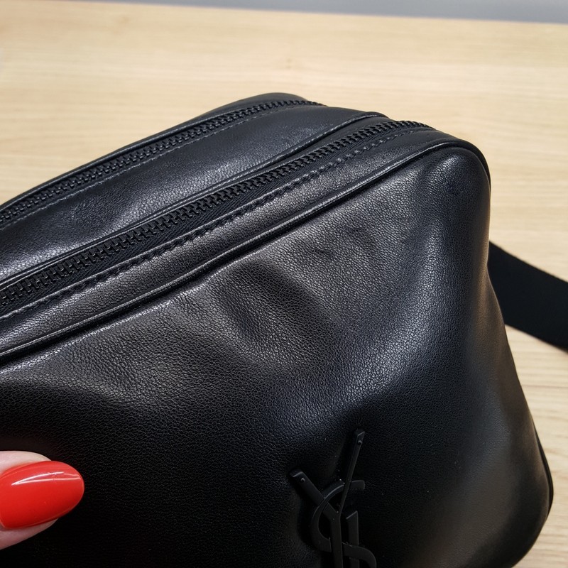 SAINT LAURENT YSL Black Lambskin Leather Niki Cube Crossbody $2000