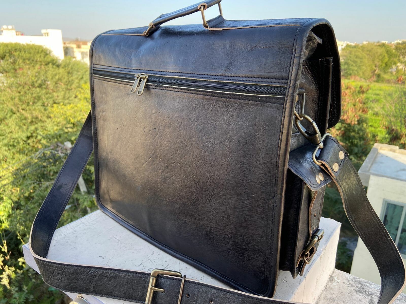 Men’s Genuine Messenger Leather Vintage Laptop Handmade Briefcase Bag Satchel