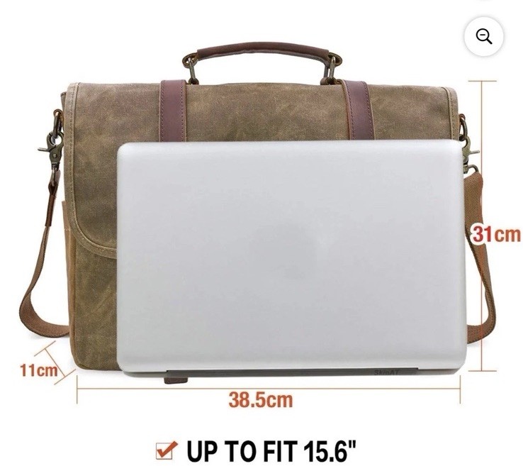 NEWHEY Men’s Rugged Leather Waterproof 15.6” Brown MessengerBag Laptop NWT