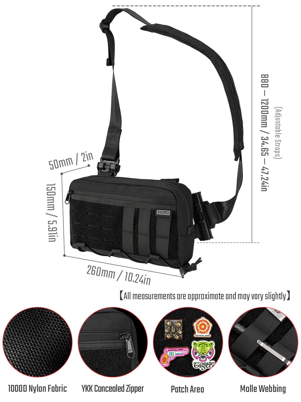 Cache L3C EDC Sling Bag Chest Crossbody Bag, 1000D OXFORD CLOTH Shoulder Bag…