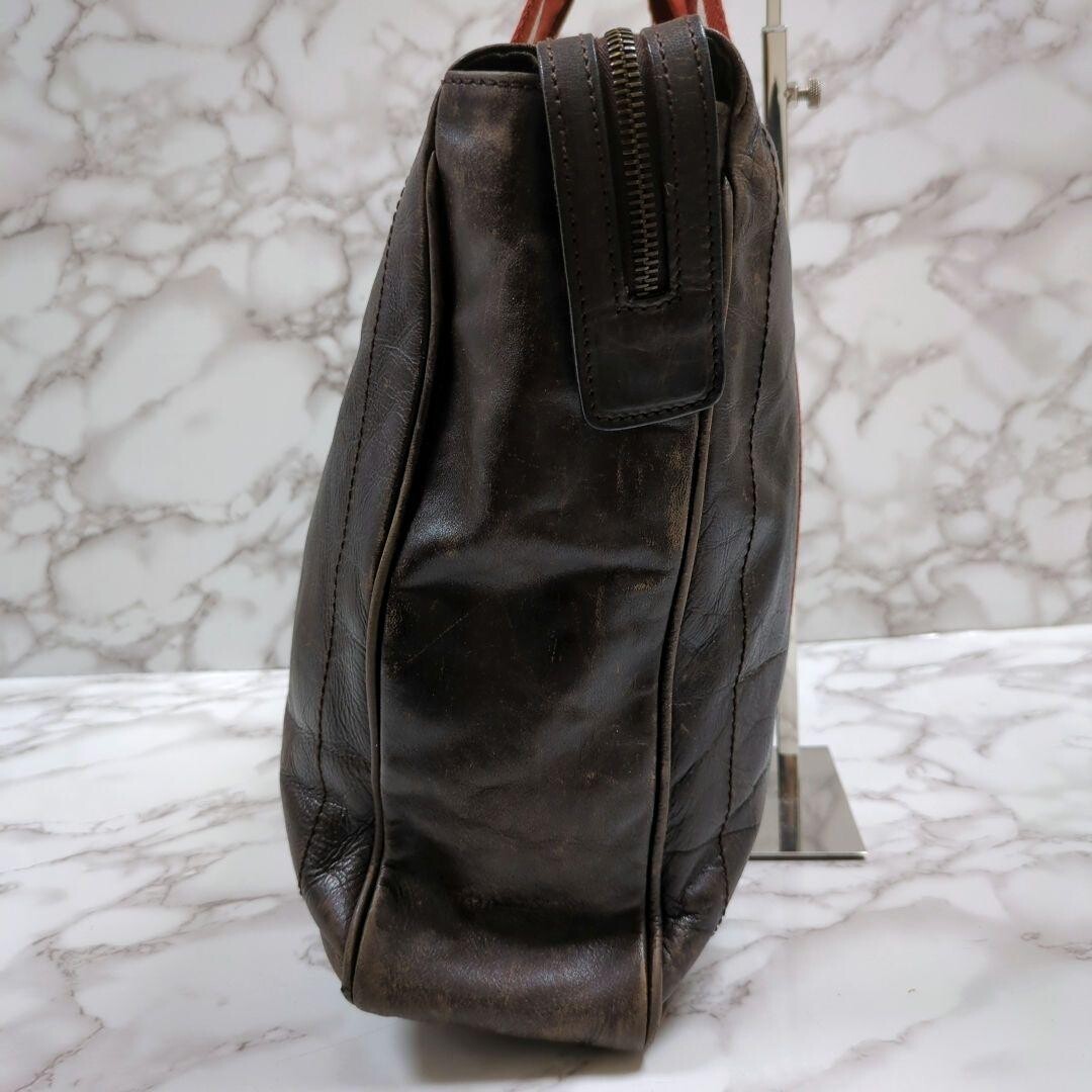 Bally Brown Leather Briefcase Business Bag Trainspotting Men Zip 40cm 28cm LM