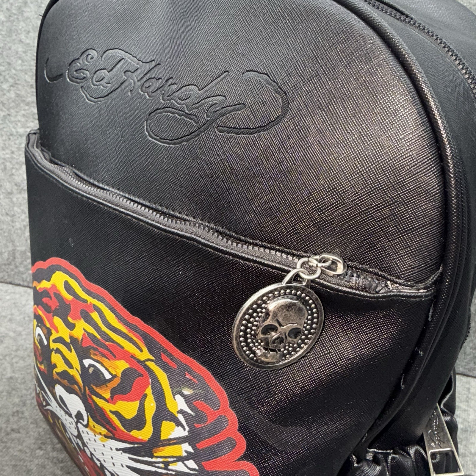 Ed Hardy Backpack Black Tiger Fit Most Laptops Adjustable Straps New