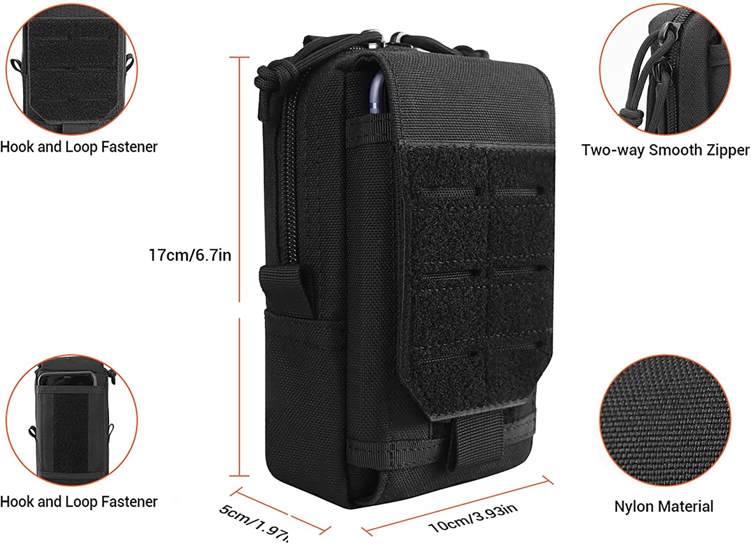 Tactical MOLLE Holster Army Mobile Phone Belt Pouch EDC Security Organizer Pack