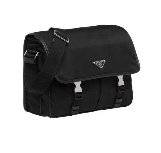 PRADA Saffiano leather messenger bag for men black 12.6*4.7*9.4 in