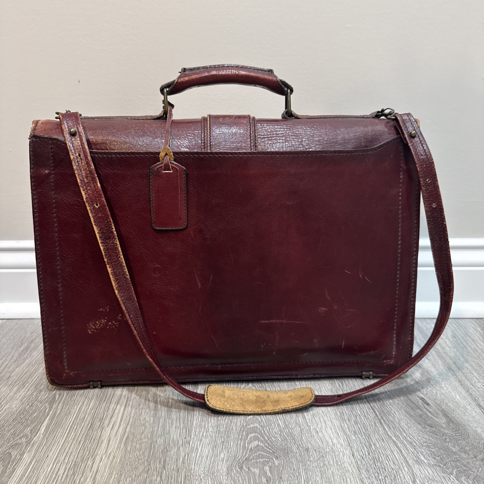 Vintage Renwick Antico Oxhide Leather Mens Briefcase Bag w Keys Canada Messenger