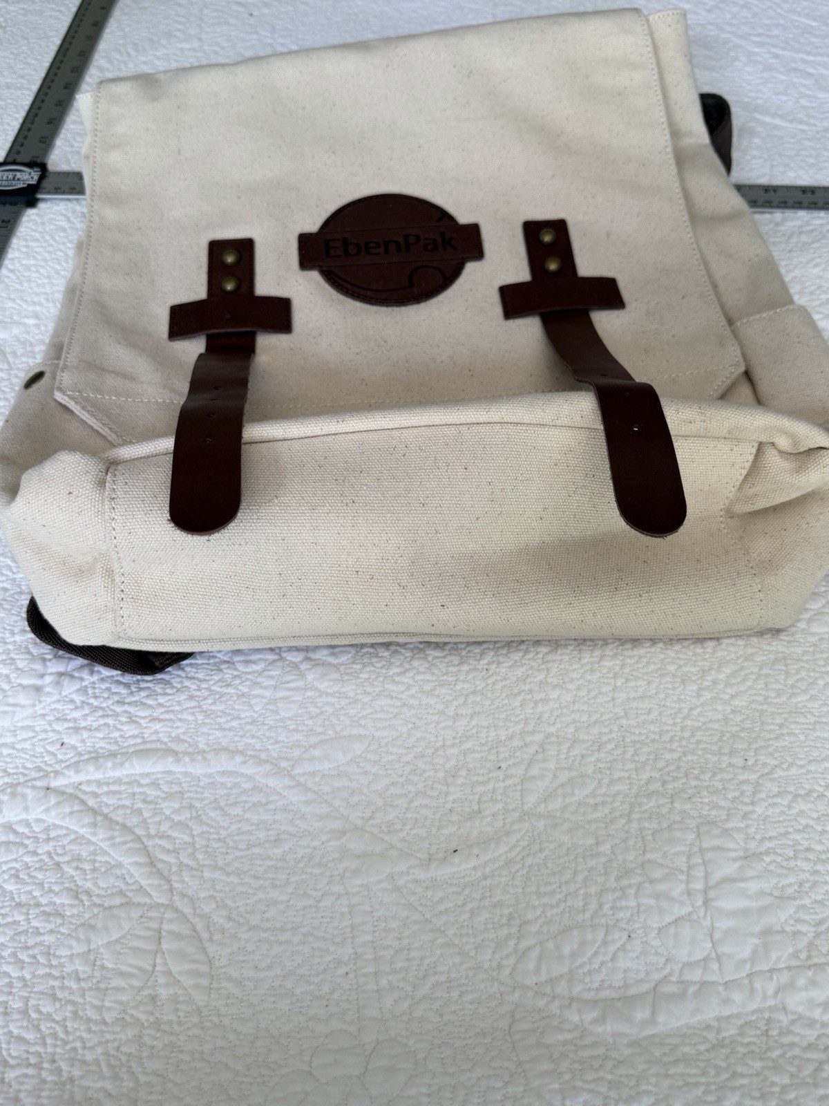 EbenPak EbenGroup Canvas Rucksack Backpack Cream Laptop Bag Cambodia NWT