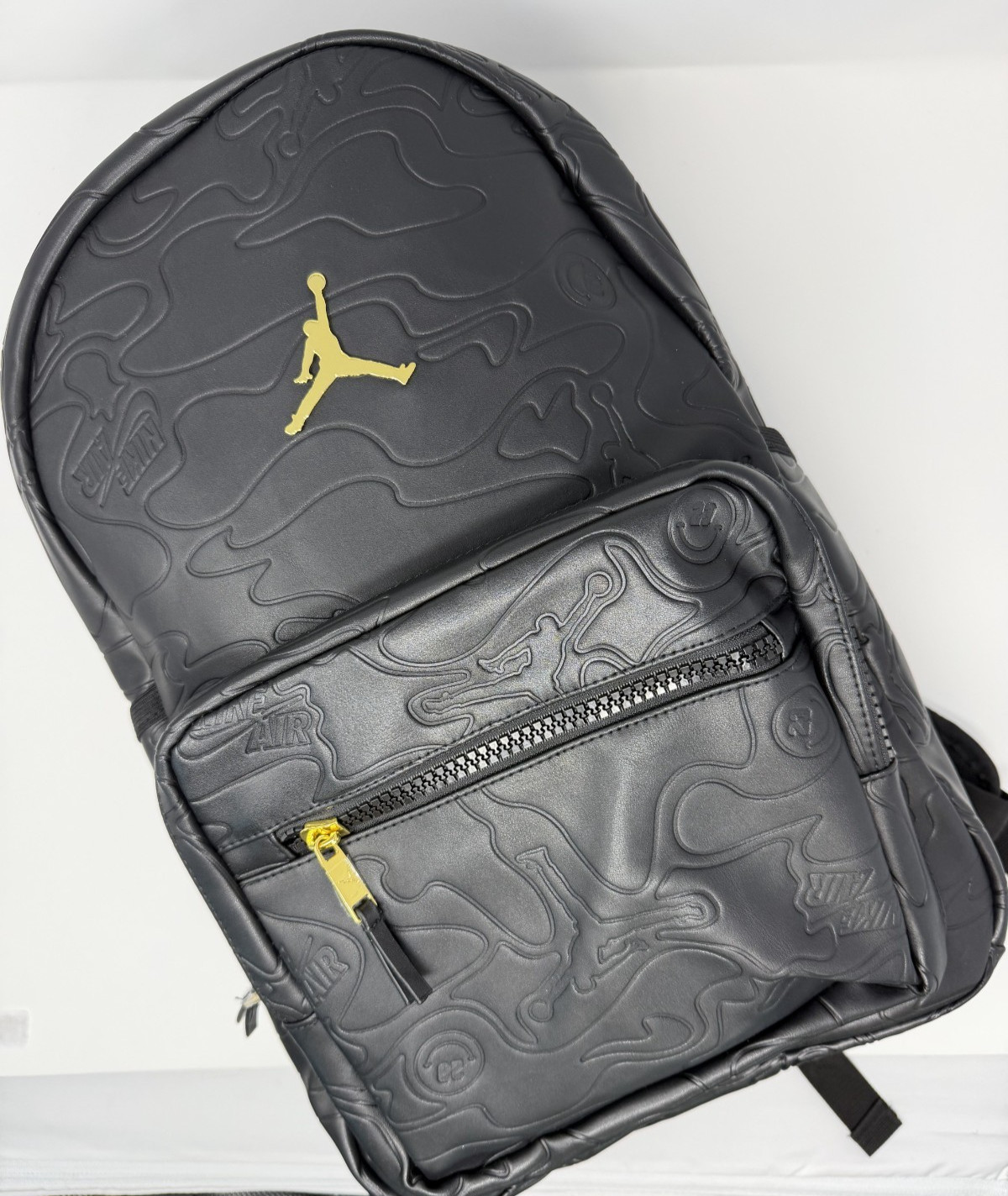Jordan Topographic Borough Backpack Leather Black Metal Jumpman MA9005-K5X NWT