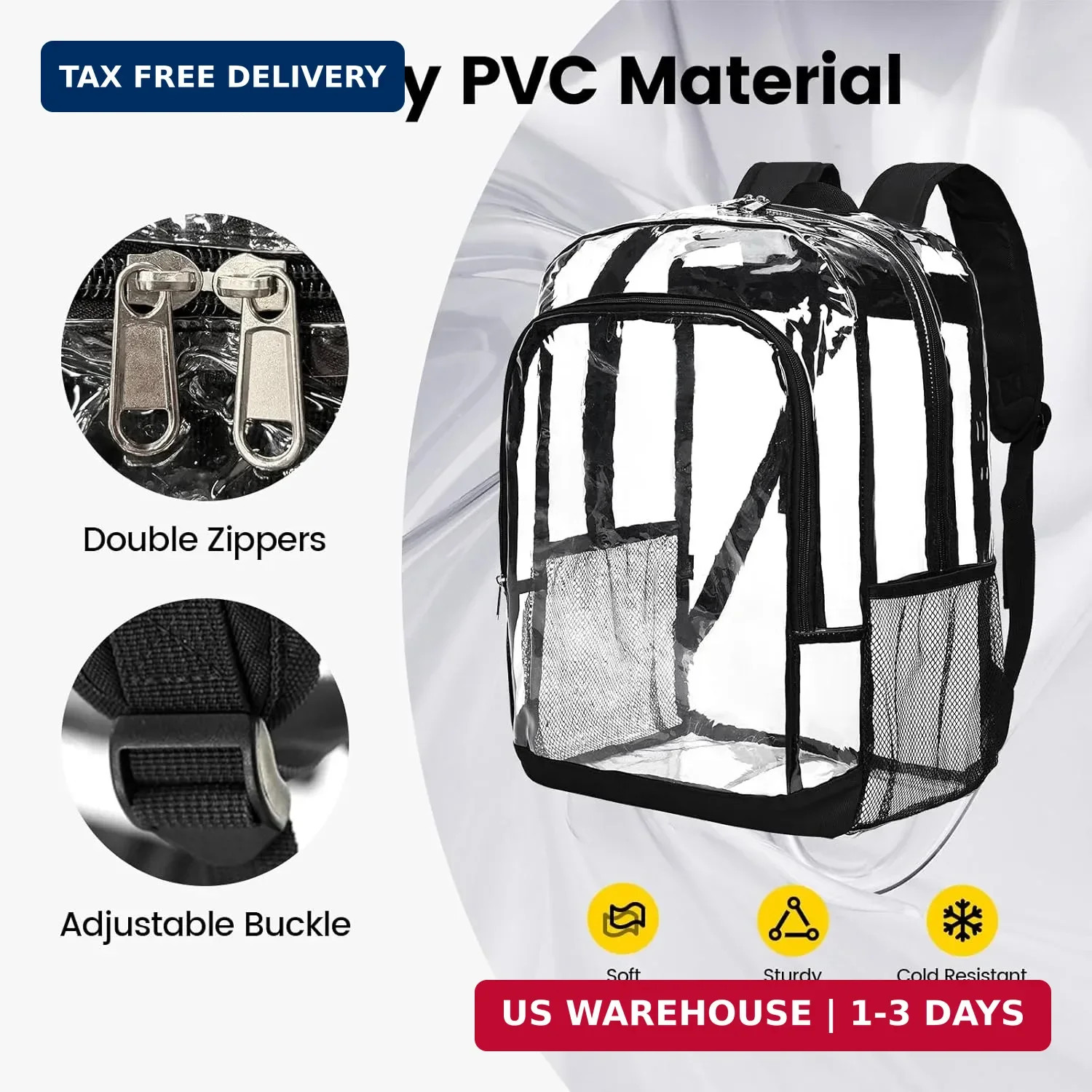 Vorspack Clear Backpack Heavy Duty – Extra Large Clear Bookbag for Girls Boys, T