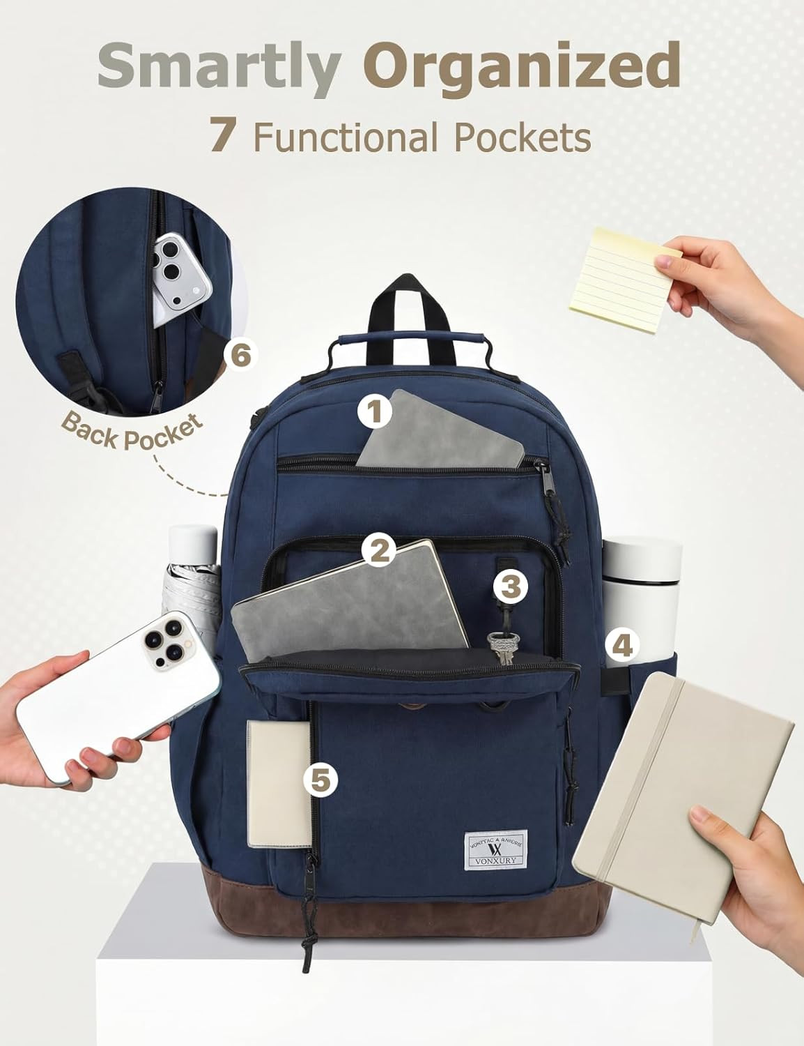 Backpack for Men Women,Lightweight 15.6In Bookbag with Mulitiple Pockets,Water R